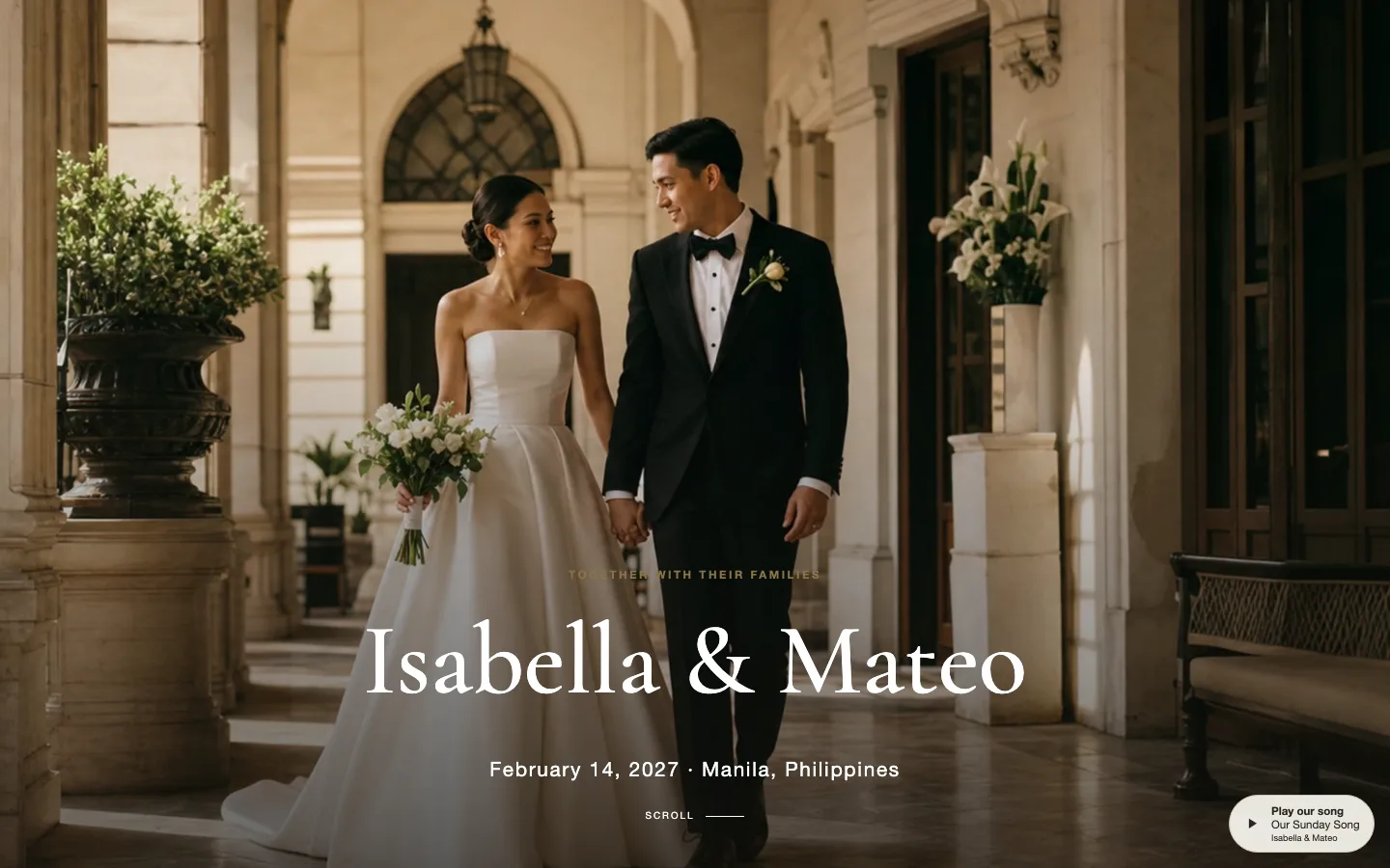 Isabella & Mateo showcase photograph in a desktop frame